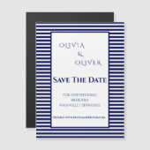 Marineblauwe en wit gestreepte magnetische kaart (Voorkant / Achterkant)