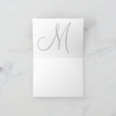 Marineblauwe en witte bedankkaart met monogram (Binnen)