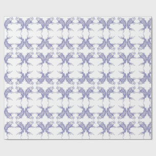Marineblauwe en witte Koi vis Japanse Cadeaupapier