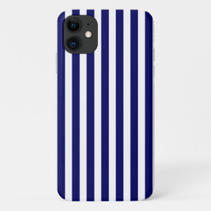 Marineblauwe en witte snoepstrepen iPhone 11 hoesje