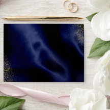 Marineblauwe Fluwelen Gouden Trouw Envelope