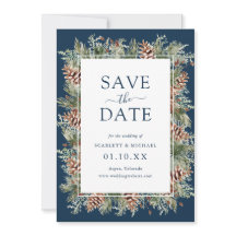 Marineblauwe Foto Save The Date Kaart