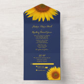 Marineblauwe Gele Zonnebloem Trouw RSVP All In One Uitnodiging (Binnen)