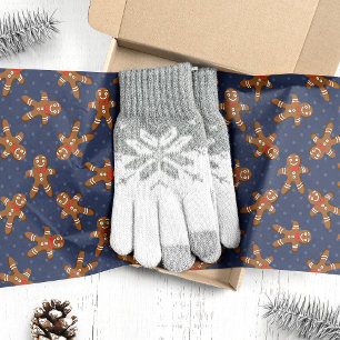 Marineblauwe Gemberkoekman Kerstmis Tissuepapier
