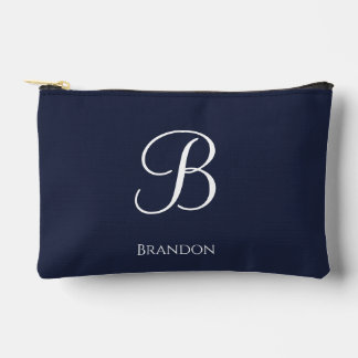 Marineblauwe gepersonaliseerde naam en monogram etui
