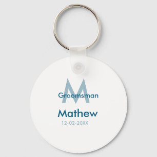 Marineblauwe getuige naam letter datum mannelijk p sleutelhanger