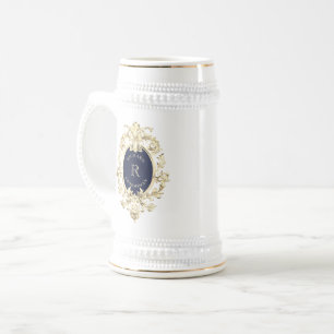 Marineblauwe Gouden Barok Bruidsjonker Bierpul