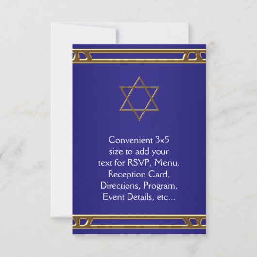 Marineblauwe gouden Davidster RSVP Alles voor alle Kaartje (Voorkant)