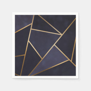Marineblauwe Gouden Driehoeken Geometrisch Elegant Servet