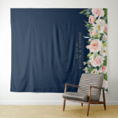 Marineblauwe gouden roze huwelijksachtergrond foto wandkleed (In Situ (horizontaal))
