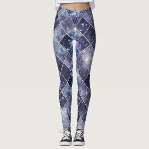 Marineblauwe Hemelse Diamant Lattice Ster Leggings