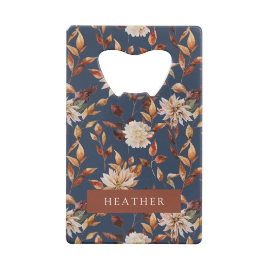 marineblauwe Herfst Kredietkaart Flessenopener (Achterkant)