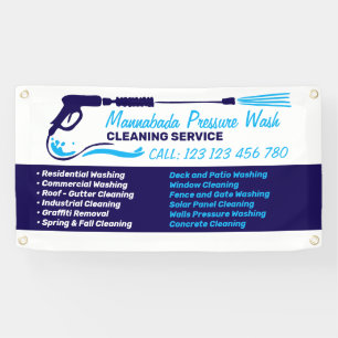 Marineblauwe hogedrukreiniging spandoek