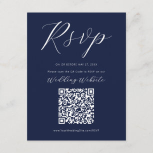 Marineblauwe kalligrafie script RSVP bijlage kaart