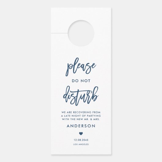 Marineblauwe kalligrafie verstoren bruiloft niet (Voorkant)