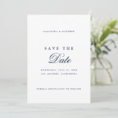 Marineblauwe Klassieke Elegante Trouw Save The Dat Date (Staand voorkant)