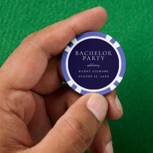 Marineblauwe Klassieke Heren Bachelor Party Poker Chips