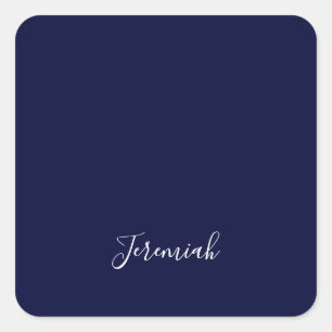 Marineblauwe Kleur Eenvoudige Moderne Eigen Naam C Vierkante Sticker