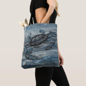 Marineblauwe krab kust canvas tas (Dichtbij)