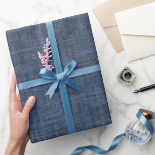 Marineblauwe Linnen Cadeaupapier