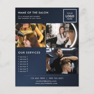 Marineblauwe marketingfotoflyer voor salon flyer