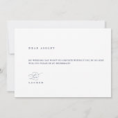 Marineblauwe Minimalistische Uitnodigingskaart voo Kaart (Achterkant)