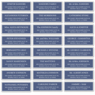 Marineblauwe moderne typografie huwelijksgastadres sticker