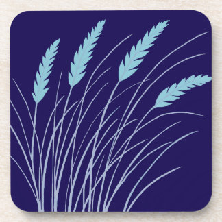 marineblauwe onderzetter met strandgras