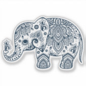 Marineblauwe paisley olifant sticker (Voorkant)