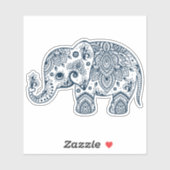 Marineblauwe paisley olifant sticker (Vel)