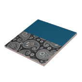 Marineblauwe paisley tegeltje (Zijkant)