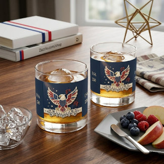 Marineblauwe Patriottische Amerikaanse Zeearend US Whisky Glas