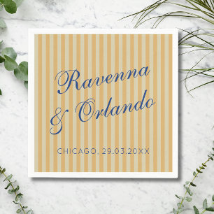 Marineblauwe Retro Honing Aangebrachte Streep Brui Servet