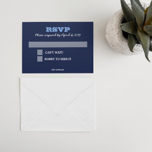 Marineblauwe RSVP-kaart met gastenberichtenlijnen RSVP Kaartje