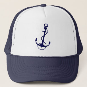 Marineblauwe scheepsanker trucker pet