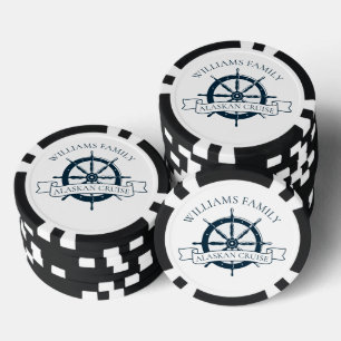 Marineblauwe scheepswiel bootkapitein op maat poker chips