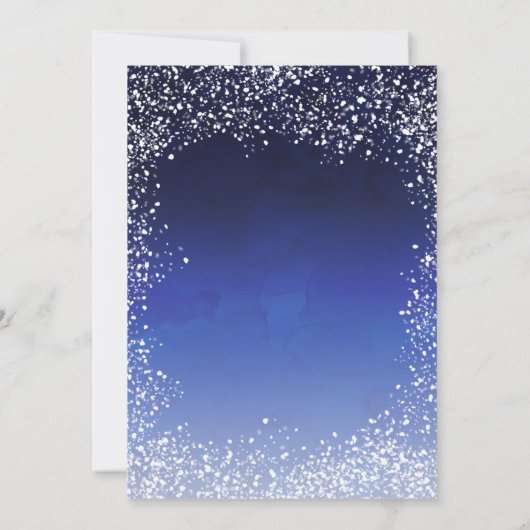 Marineblauwe sneeuw waterverf zakelijke feestdagen kaart (Achterkant)