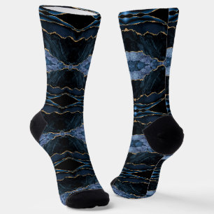 Marineblauwe sokken met goud glitters