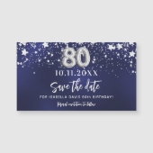 Marineblauwe sterren 80e verjaardag Save the Date  (Voorkant)