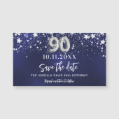 Marineblauwe sterren 90ste verjaardag Save the Dat (Voorkant)