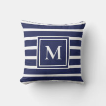 Marineblauwe Streep Moderne Monogram Strand Zeevaa