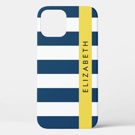marineblauwe strepen, gestreepte patroon, Jouw naa Case-Mate iPhone Case (Achterkant)