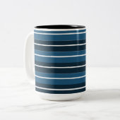 Marineblauwe Strepen Tweekleurige Koffiemok (Voorkant links)