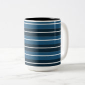 Marineblauwe Strepen Tweekleurige Koffiemok (Voorkant rechts)
