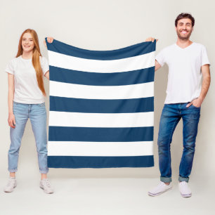 Marineblauwe strepen, witte strepen, gestreept pat fleece deken