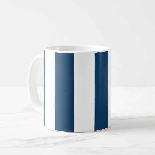 Marineblauwe strepen, witte strepen, gestreept pat koffiemok (Voorkant links)