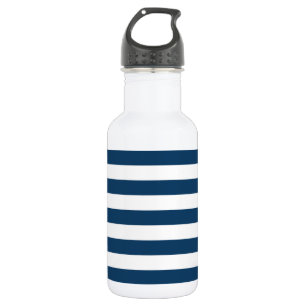 Marineblauwe Strepen, Witte Strepen, Gestreepte Pa Waterfles