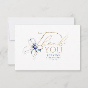 Marineblauwe Strik Elegische Calligrafie Dank Je W Bedankkaart
