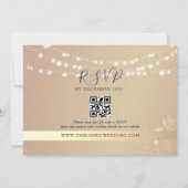 Marineblauwe String Lights Bruiloft QR Code Uitnod Kaart (Achterkant)