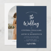 marineblauwtong huwelijksscriptuitnodiging kaart (Voorkant / Achterkant)